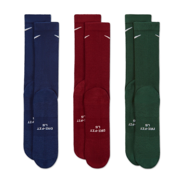 Nike Everyday Elevated x 3 Calcetines - Blue/Red/Green