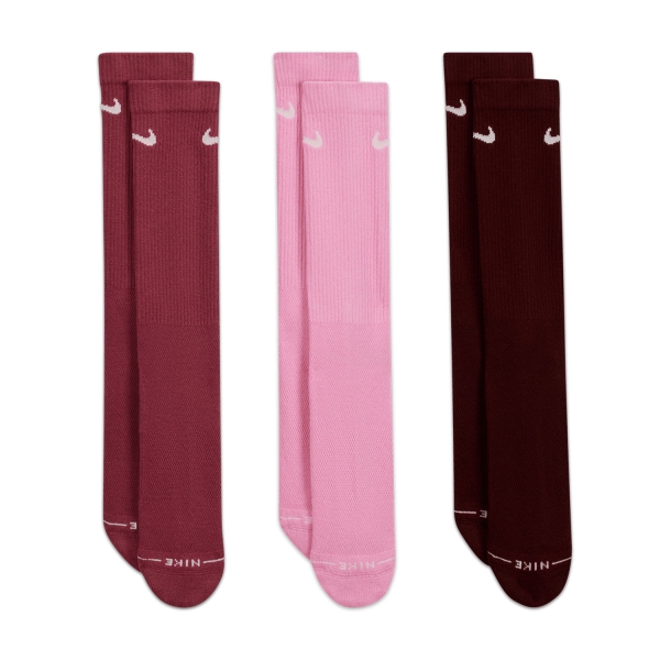 Padel Socks Nike Everyday Elevated x 3 Socks  Red/Pink/Bordeaux HQ4335910