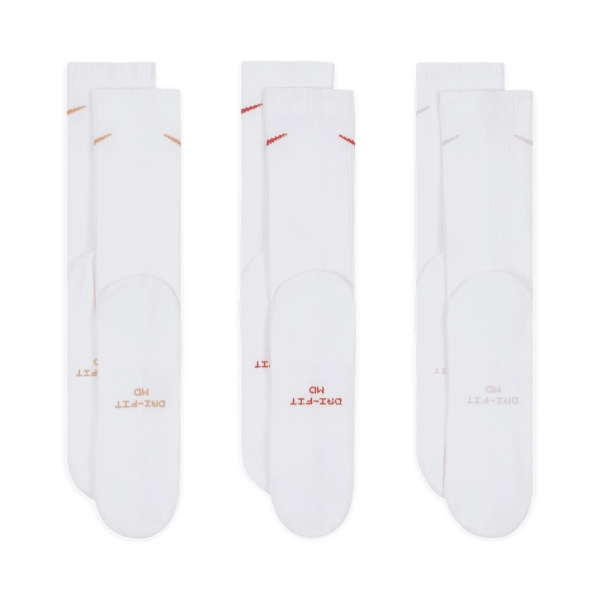 Nike Everyday Elevated x 3 Calcetines - White/Red/Yellow