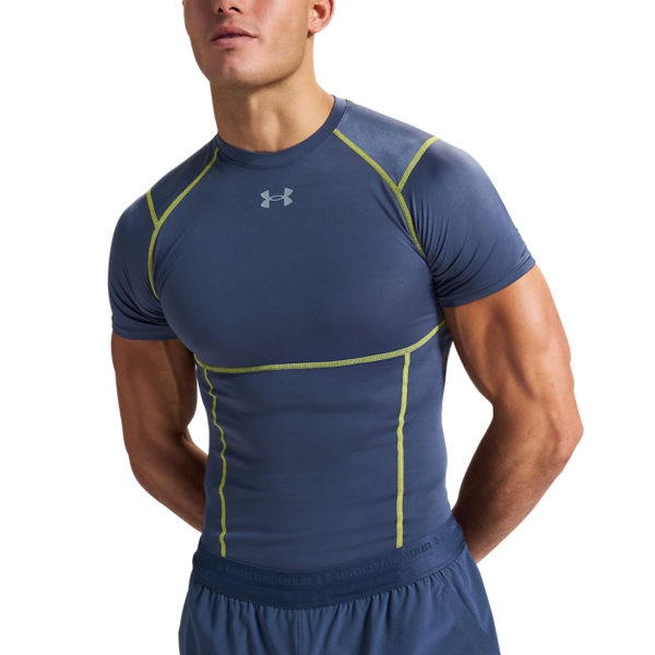 Men's T-Shirt Padel Under Armour HeatGear Elite TShirt  Downpour Gray/Flash Light/Reflective 60153820044