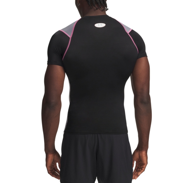 Under Armour HeatGear Elite T-Shirt - Ultimate Black/Pink Frenzy/Reflective