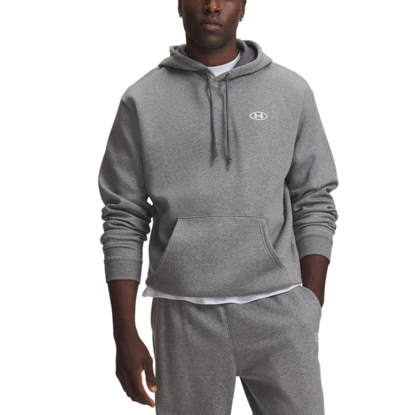 Camiseta y Sudadera Padel Hombre Under Armour Rival FLC Sudadera  Castlerock Light Heather/White 60134480025