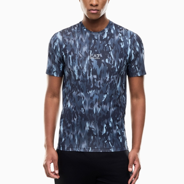 Men's T-Shirt Padel EA7 VIGOR7 TShirt  Fancy Camou Navy Blue 7M002177AF24495FB215