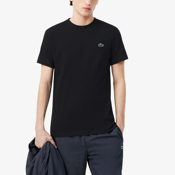 Men's T-Shirt Padel Lacoste Ultra Dry Back Print TShirt  Noir/Gris TH6655Z1W
