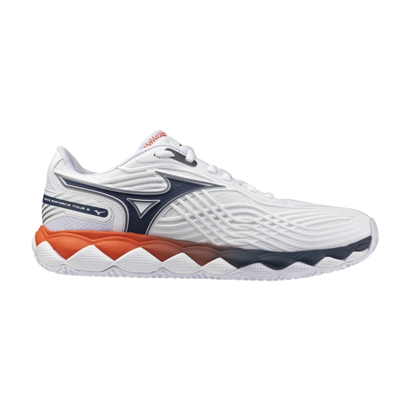 Men's Padel Shoes Mizuno Wave Enforce Tour 2 Clay  White/Insignia Blue/Orange 61GC260302