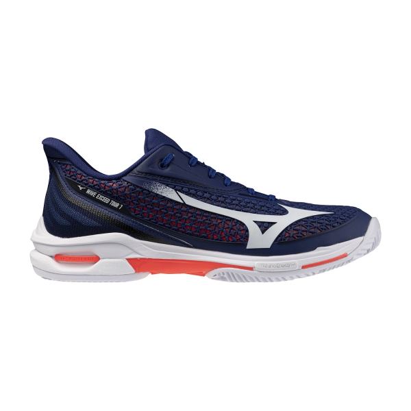 Men's Padel Shoes Mizuno Wave Exceed Tour 7 Clay  Beacon Blue/White/Lava Orange 61GC267514