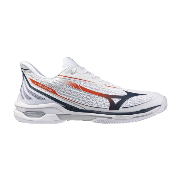 Men's Padel Shoes Mizuno Wave Exceed Tour 7 Clay  White/Insignia Blue/Orange 61GC267502