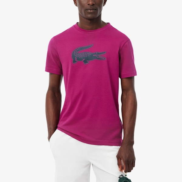 Camiseta Padel Hombre Lacoste Ultra Dry Camiseta  Rose Fushia/Bleu Marine TH2042TWJ