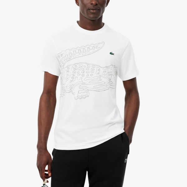 Camiseta Padel Hombre Lacoste XXL Logo Print Camiseta  Blanc/Noir TH6682AU8