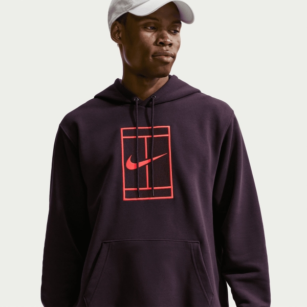 Nike Court Dri-FIT Hoodie - Burgundy Ash/Bright Crimson