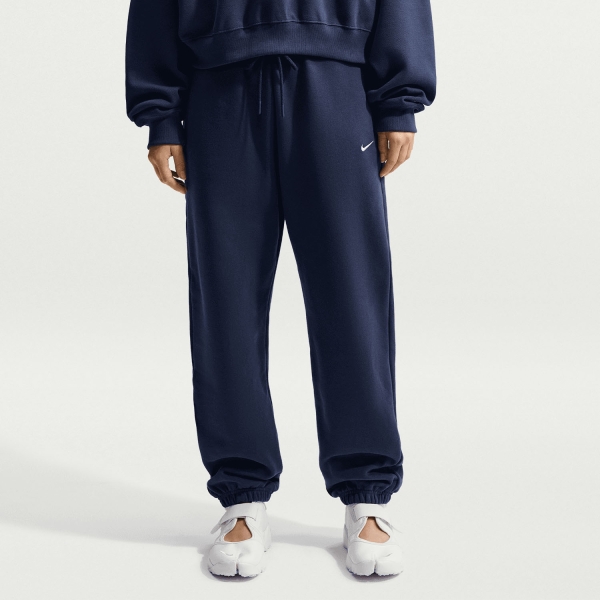 Women's Padel Pants and Tights Nike Studio Fleece Pants  Midnight Navy/Sail IM8074410