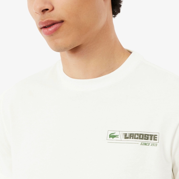 Lacoste Printed Graphic Camiseta - Blanc/Vert