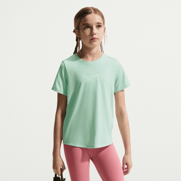 Top e Maglia Padel Bambina Nike DriFIT One Maglietta Bambina  Arctic Green/White FZ5600326