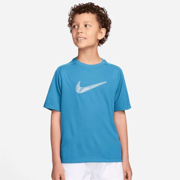 Boy's Padel Polos and Shirt Nike Multi Swoosh TShirt Boy  Light Current Blue/White IF2430418