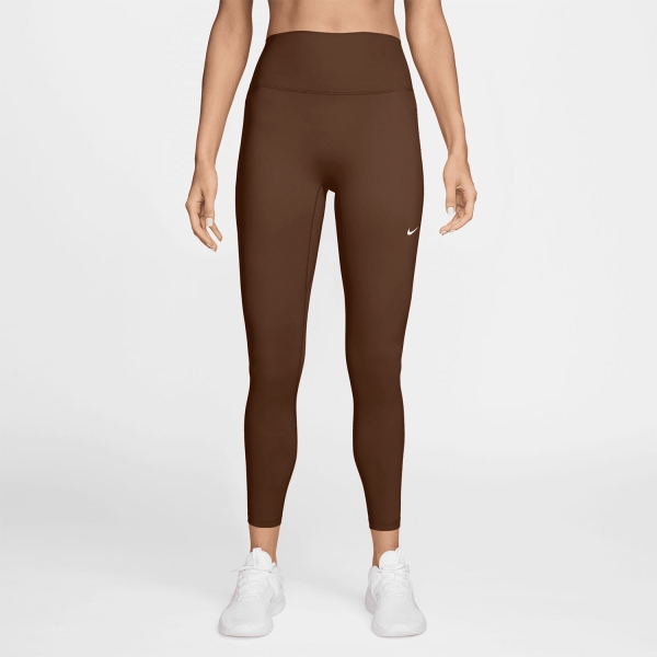 Women's Padel Pants and Tights Nike One Logo 7/8 Tights  Cacao Wow/White IO0579212