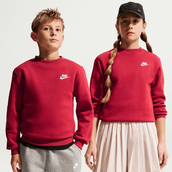 Boy's Padel Suit and Hoody Nike Sportswear Club Sweatshirt Junior  Tough Red/White FD3006608