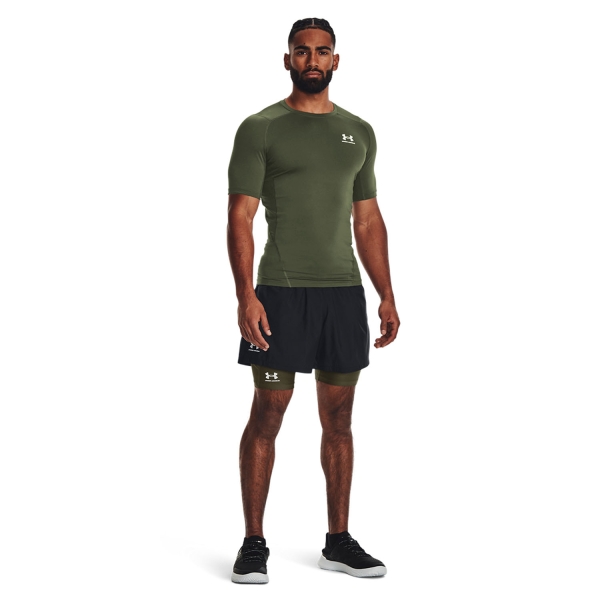 Under Armour HeatGear Compression T-Shirt - Marine Od Green/White