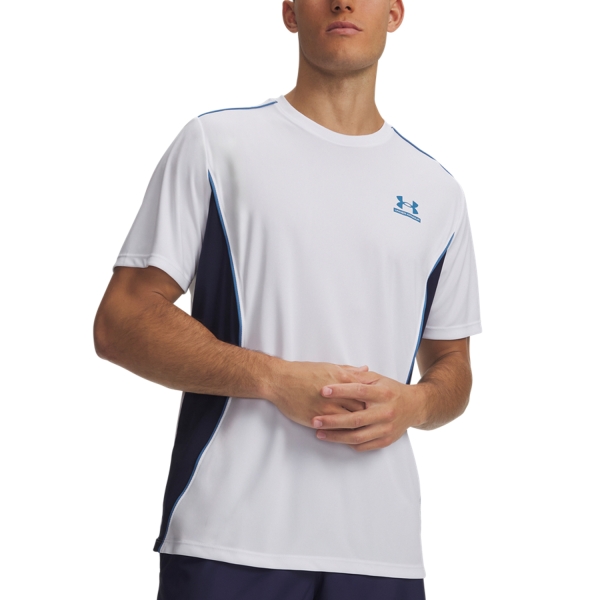 Men's T-Shirt Padel Under Armour Tech Sport TShirt  White/Midnight Navy/Aegean Blue 60098300100