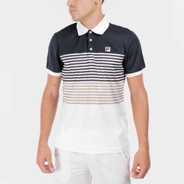 Men's Padel Polo Fila BB Monte Carlo Polo  Ecru/Black/Taupe Gray Comb FBM2612302098