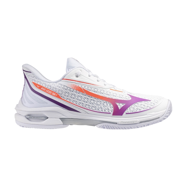 Zapatillas Padel Mujer Mizuno Wave Exceed Tour 7 Clay White/Dahlia/Lava Orange 61GC267602