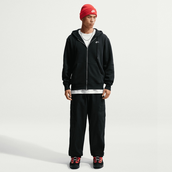 Nike Club Fleece Hoodie - Black/Metallic Silver