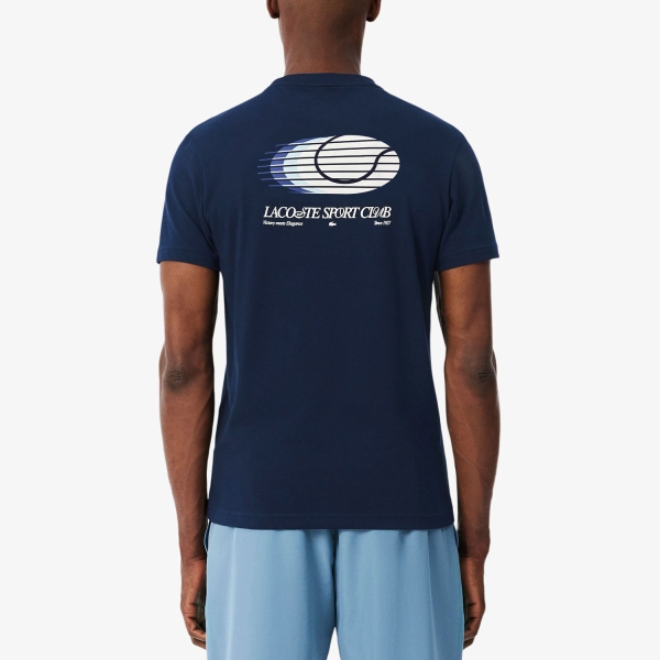 Lacoste Ultra Dry Back Print Maglietta - Bleu Marine/Blanc