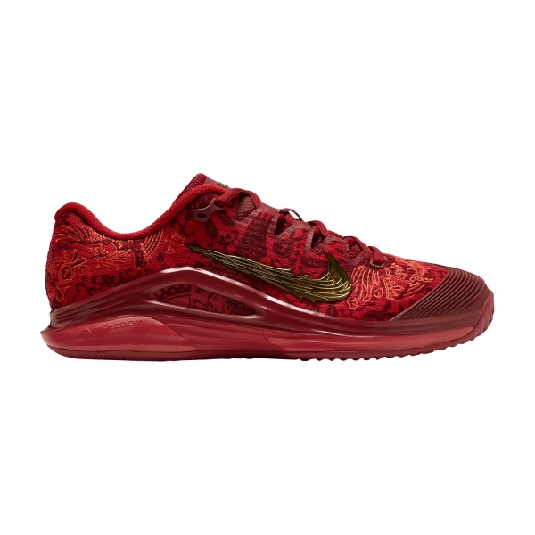 Women's Padel Shoes Nike Vapor 12 Clay Qinwen Zheng  University Red/Metallic Gold/Tough Red IZ9322600