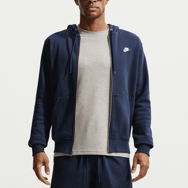 Maglia e Felpa Padel Uomo Nike Club Fleece Felpa  Obsidian/White FN3861451