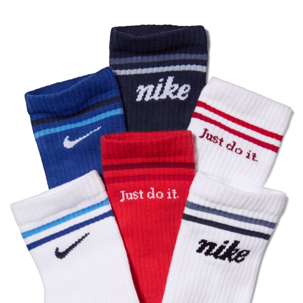 Nike Everyday Graphic x 6 Calze Bambini - White/Navy/Red