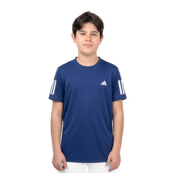Boy's Padel Polos and Shirt adidas Club 3 Stripes Logo TShirt Boy  Dark Blue JP1047
