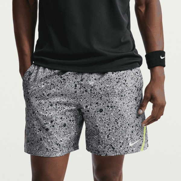 Shorts Padel Hombre Nike Court Victory AOP 7in Shorts  Stealth/Light Lemon Twist/White IB1080090